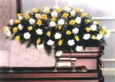 F4-1 Yellow Rose and White Carnation Casket Spray
