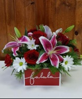 Fa-la-la Wooden Box Bouquet