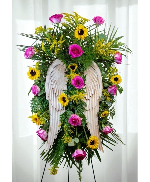 Solace: Yellow and Pink Angel Standing Spray