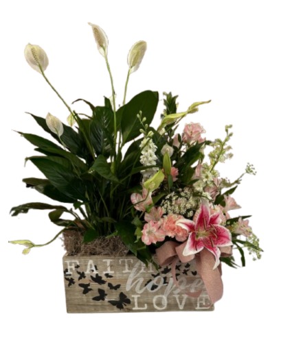 Faith Hope and Love Fresh flowers and Plant