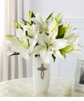 Faithful Blessings Lily Arrangement Lilies Cross Vase