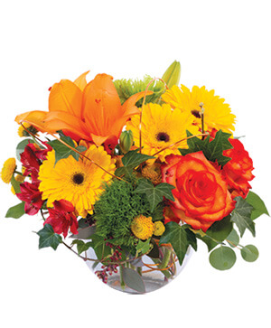 ORANGE UNIQUE Floral Arrangement in Brenham, TX - BRENHAM WILDFLOWERS  FLORIST