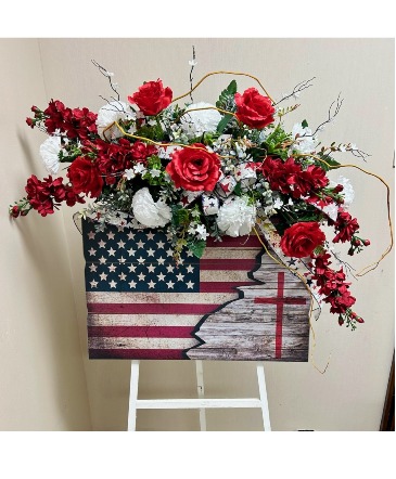 Faithful Patriot Stand Silk Standing Spray in Brenham, TX | Sunny Day Blossoms Design Studio