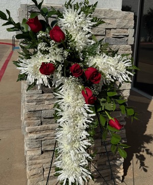 Faithful Standing Cross  CAN MODIFY COLORS OF FLOWERS 