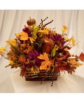 Fall basket with pumpkins and gourds 