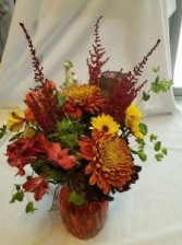 Fall Beauty, Designer's Choice Vased Arrangement, clear or color