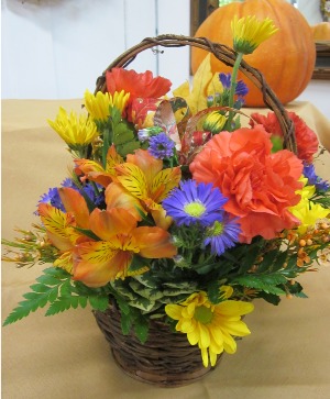Fall Blooms Basket arrangement