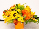 Fall Bright Vibes  Orange cube vase 