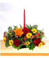 Fall Candle Centerpiece Dish Arrangement 