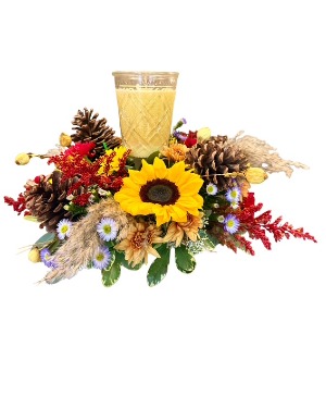 FALL CANDLE CENTERPIECE Double "R" Exclusive Bouquet 