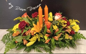 Fall Centerpiece + Candles Floral Arrangement