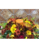 Fall Centerpiece with Pillar Candle Centerpiece 