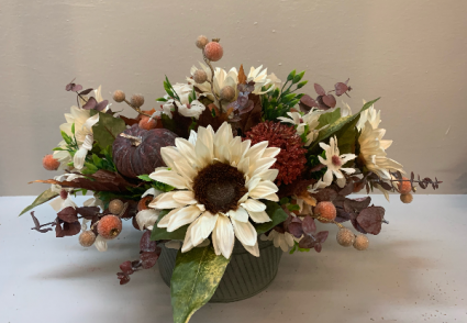 Fall centerpiece with white sunflowers Artificial silk