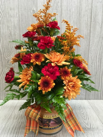 Fall Cheerful Giver Candle Bouquet Bouquet with a candle
