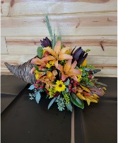 Fall Cornucopia Flower Arrangement