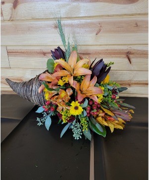 Fall Cornucopia Flower Arrangement