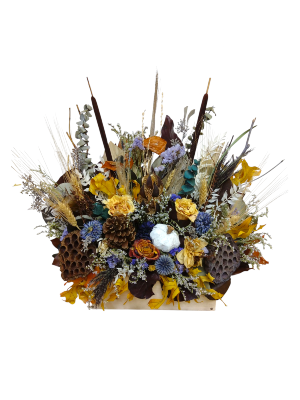 Fall Dried Flowers Wooden Box Flowers
