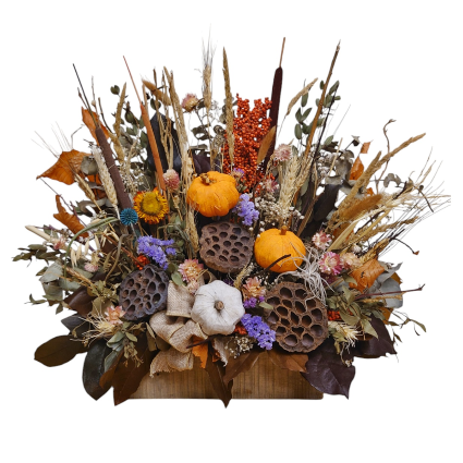 Fall Dried Flowers Wooden Box Flowers