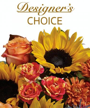 Fall Floral Designer Choice DUE TO LOGISTICS PROBLEMS WE HAVE RECEIVED AN OVERWHELMING AMOUNT OF ORDERS AND MANY OF OUR VENDORS HAVE HAD DIFFICULTIES GETTING  FLOWER NEEDED FOR THE HOLIDAY. HOWEVER WE WILL DESIGN YOUR ORDER ACCORDING TO WHAT WE HAVE AVAILABLE. THANK YOU FOR YOUR UNDERSTANDING..