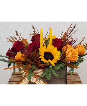 Fall Friendship centerpiece with candles