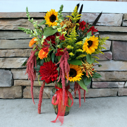 Fall Garden Vase Classic Flower Arrangement