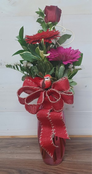Gerberas and rose Vase arrangement 