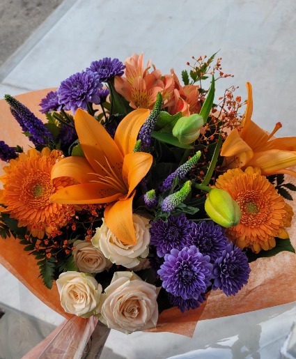 colorful handtied bouquet