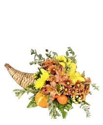 Fall Harvest Cornucopia Flower Arrangement