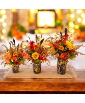 Fall Harvest Jar Silk Arrangement