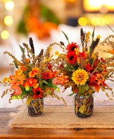 Fall Harvest Jar Silk Arrangement