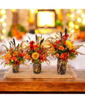 Fall Harvest Jar Silk Arrangement