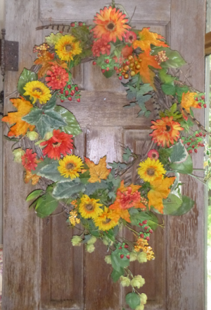 Fall Harvest permanent wreath Permanent wall or door piece