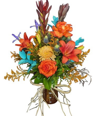 Fall is festive Mixed Fresh Flowers in a vase in Rapid City, SD | Flowers By LeRoy