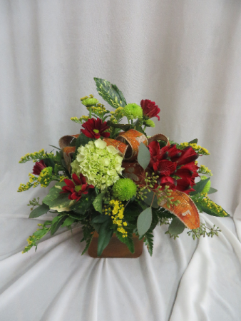 Fall Leaves Cube Fresh Vased Arrangement
