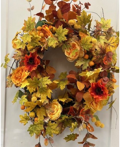 Fall Leaves Wreath Everlasting Silk