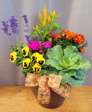 Fall Mixed Annuals Brown Pot Patio Pot