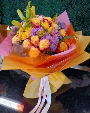 Fall Mixed Wrapped Bouquet Fresh Flowers