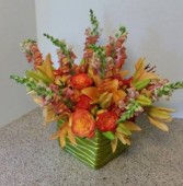 Fall Monocramonic arrangement high end flowers