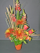 FALL MUMS & ROSES Tall Arrangement