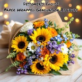 Designer's Choice Paper Wrapped Graduation Bouquet Loose Flowers Wrapped