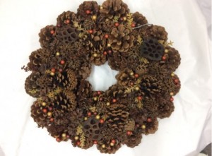 Fall Pinecone Wreath with Berries Artificial