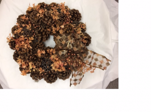 Fall Pinecone Wreath with Glitter bow Artificial
