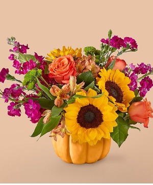 Fall Pumpkin with Sunflowers Centerpiece 