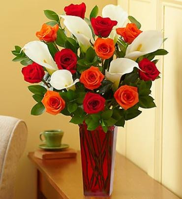 Fall Rose and Calla Lily Bouquet Arrangement