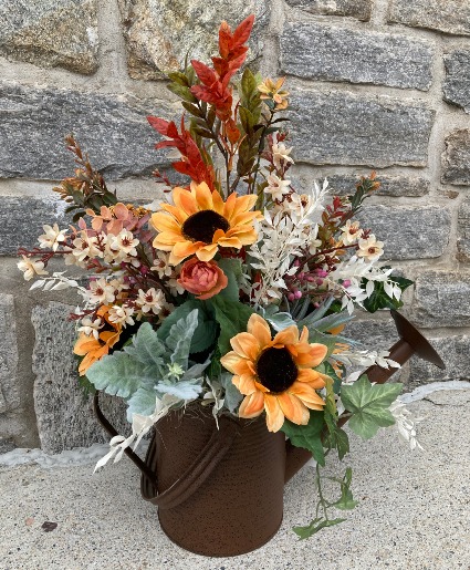 Fall Rustic Watering Can  Permanent botanical