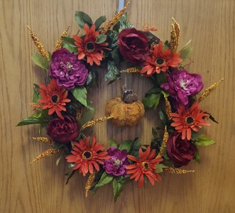 Fall silk wreath with pumpkin Silk wreath