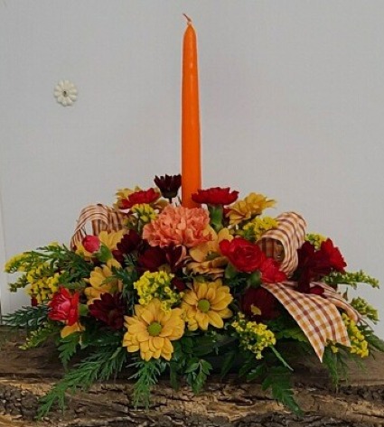 Fall single taper candle Centerpiece 