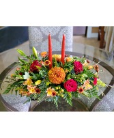 Fall Thanksgiving centerpiece with Roses and Mums  Arrangement