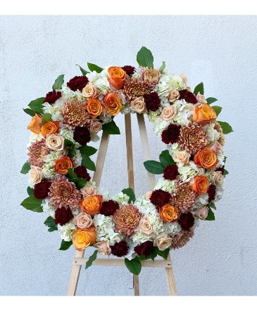 Fall Theme Wreath Funeral in Whittier, CA | AZ Whittier Florist