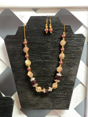 Fall themed necklace & ear rings 